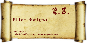 Miler Benigna névjegykártya
